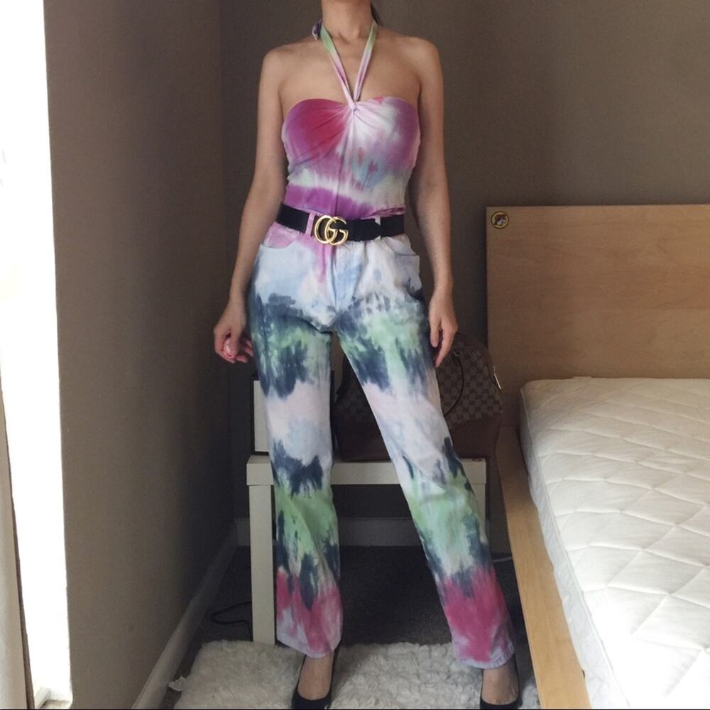 Vintage Handmade Tie Dye Halter Top By L.E.I.